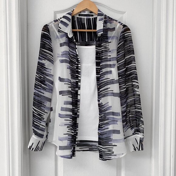 Ivanka Trump - Button Front Print Longsleeve Shirt with Cuffs - Picture 3 of 13